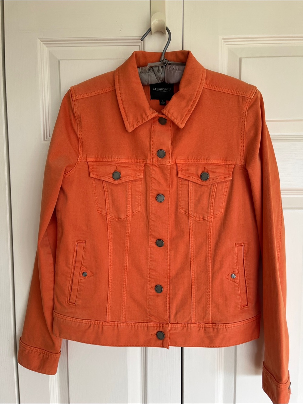 Liverpool Orange Denim-Style Button Front Jacket